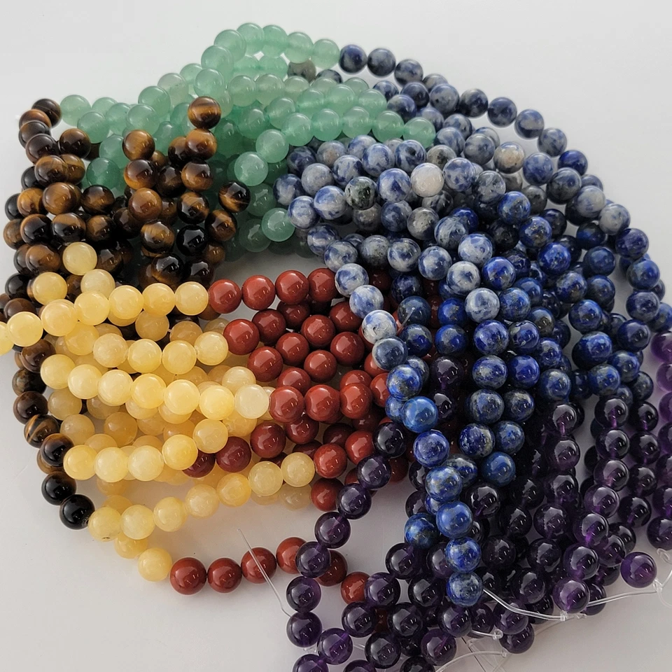 7 Chakra Beads Natural Smooth round Crystal Beads Natural Stone 6mm 8mm 10mm - Image 3 of 4