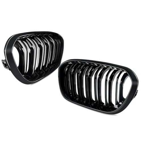 Para BMW Serie 1 F20 F21 a partir de 2015 2x riñones parrilla radiador NEGRO BRILLANTE doble puente - Imagen 16 de 17