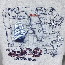 Vintage Sz XL Sweatshirt Tultex Daytona Beach Paradise Found Map Ship Sailing