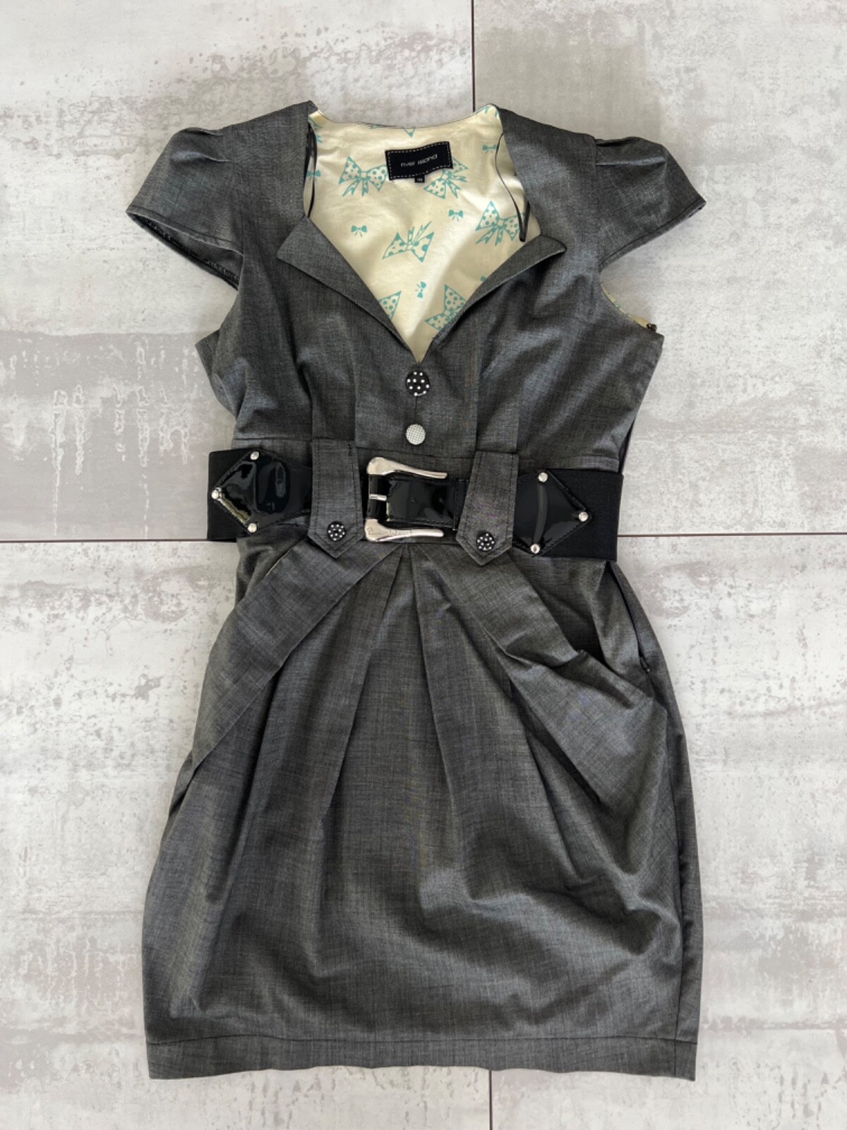 river island grey belted dress 10 rare
