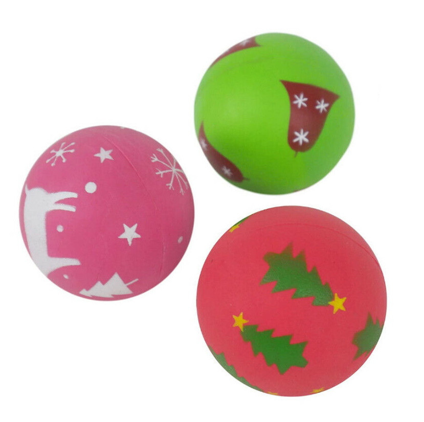12 PACK ROSEWOOD CHRISTMAS RUBBER DOG TOY BALLS PUPPY FETCH CATCH PLAY