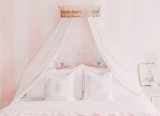 Gold Crown Bed Canopy Princess Queen Decor