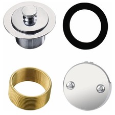 2 Hole Overflow Cover Tub Drain Kit with Toe Touch Stopper and Brass Adapter