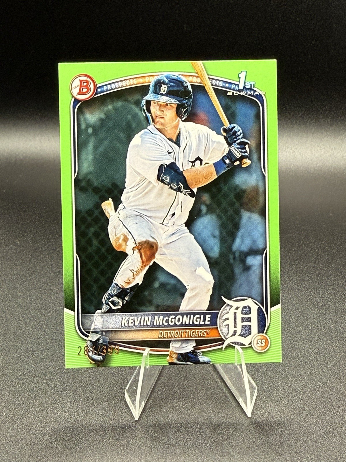 KEVIN MCGONIGLE 2025 Bowman - /399 Prospects 1st #BP-79 Green (RC) Tigers ✅