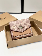 NEW COACH Floral snap Wallet gold brown FREE SHIPPING