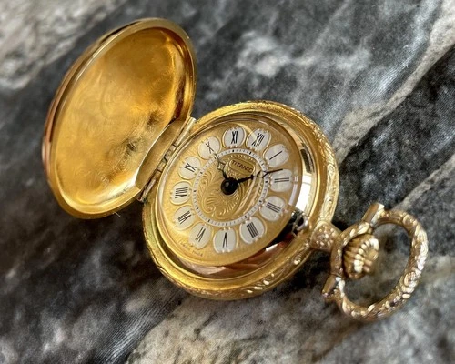✩ Vintage TITANIC Swiss Made 70s pocket watch Gold Plated 17 Jewels