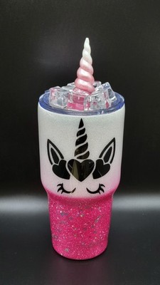 30 oz skinny Unicorn Pink Pastel Glitter Epoxy Tumbler with Ice Lid