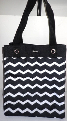 NEW Thirty-One Large Utility Tote Black & White Chevron  Beach Day 