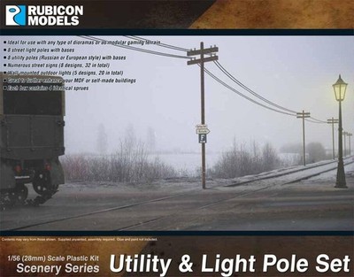 Rubicon Models Utility & Light Pole Set 1 Scenery Series 1/56 28mm Gelände Mast