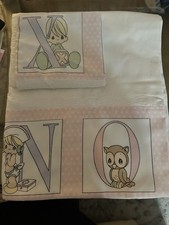 Vintage Precious Moments Alphabet ABC Quilt Flat Sheet And 1 Pillowcase.  
