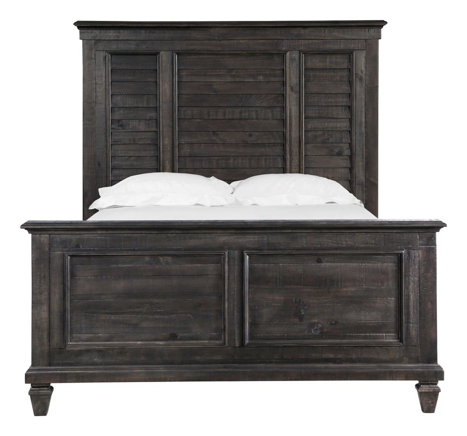 Magnussen Home Calistoga Carbón Climatizado King Shutter Panel Cama Foto 2 de 3