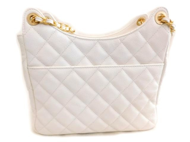 Chanel AS3690 Hobo Bag Leather White Gold Hardware N Chanel AS3690 Hobo Bag Leather White Gold Hardware N