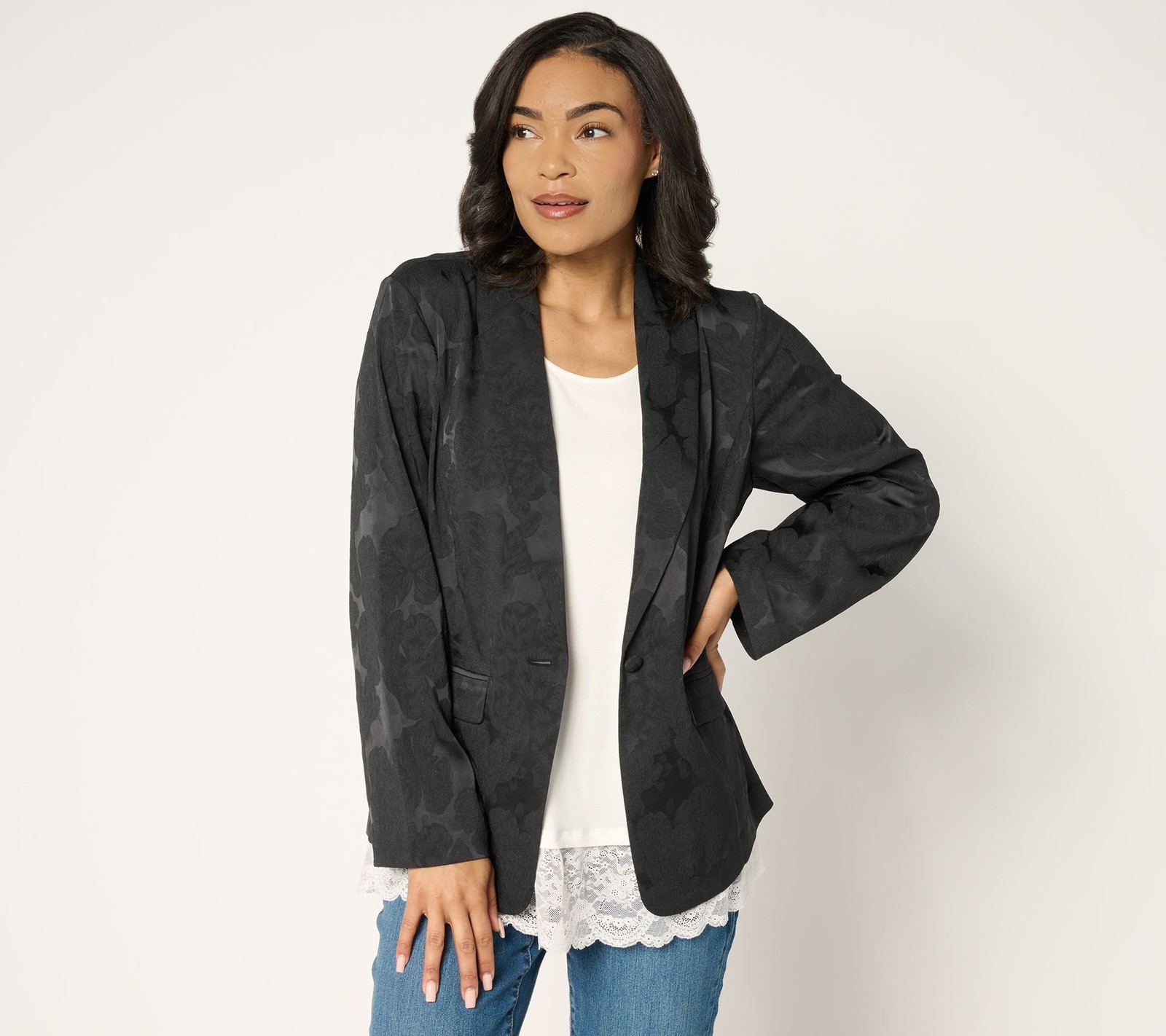 Maya J Women's Jacket Sz XL Button Front Shawl Collar Jacquard Mint Glass
