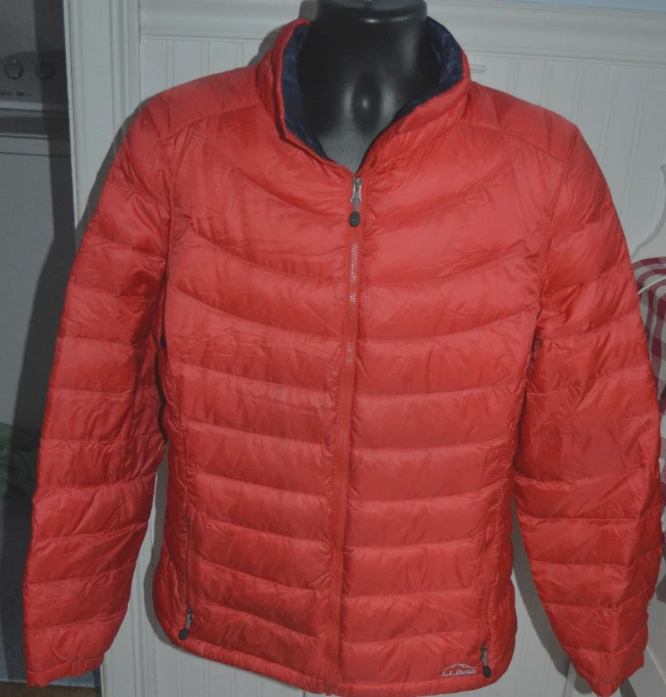 LL BEAN DOWNTEK GOOSE DOWN PUFFER JACKET STOWAWAY RED WOMENS XL PACKABLE LIGHTWT