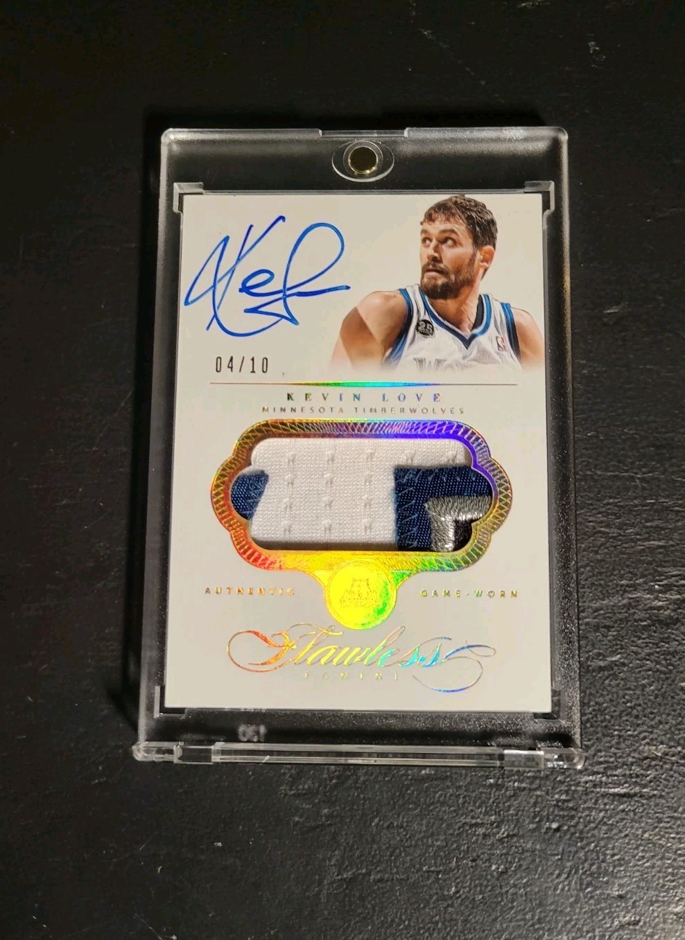 2013-14 Panini Flawless Kevin Love Patch auto /10 Gold Game Used 