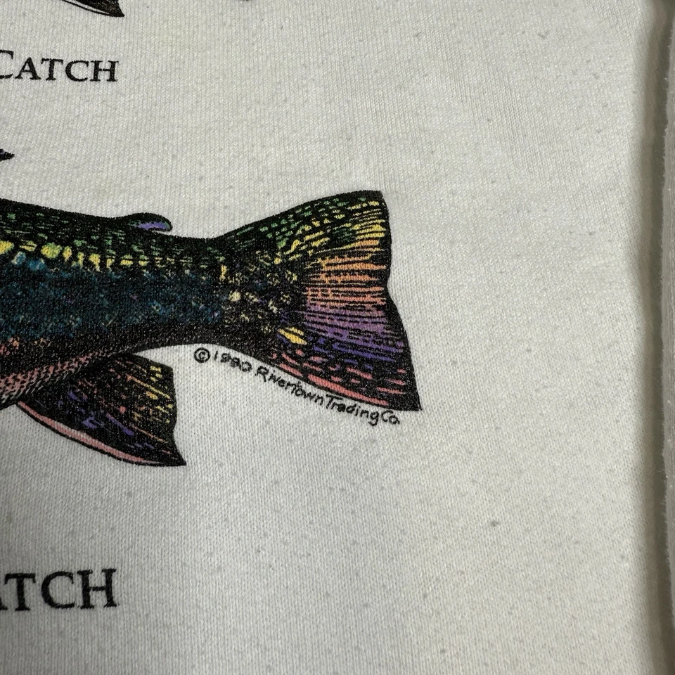 Винтажный свитшот 90-х Fruit of the Loom the Fish Story с круглым вырезом для рыбалки размер большой - Изображение 3 из 4