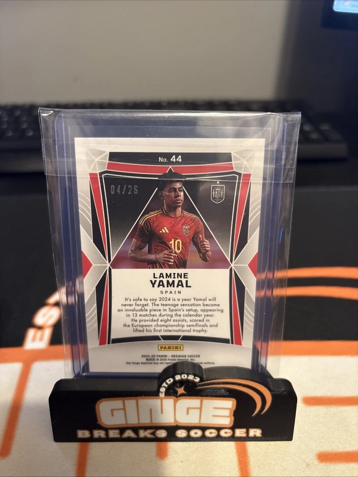 2024-25 Panini Obsidian - Lamine Yamal #44 Electric Etch Imperial Jade /26 - Image 2 of 2