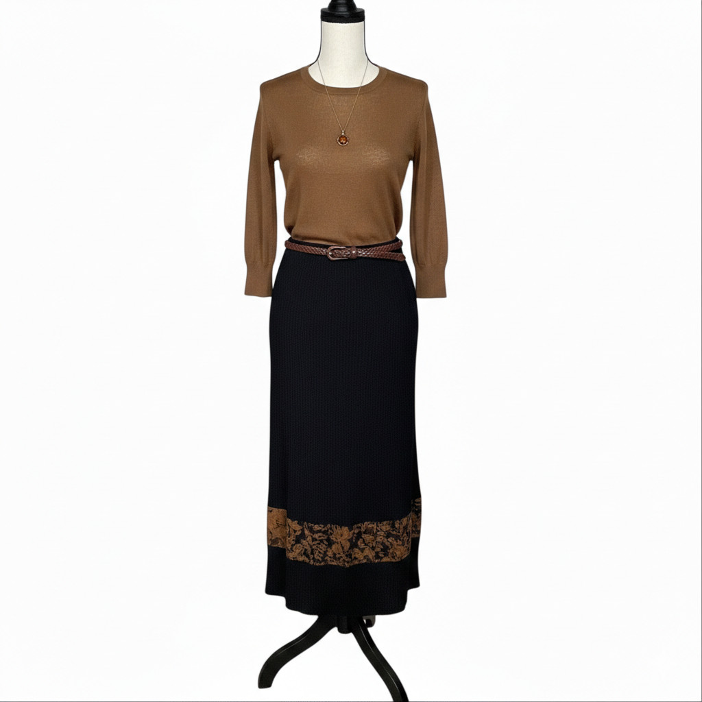 Vintage Koret Textured Patchwork Maxi Column Skir… - image 1