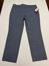 NWT Briggs New York Womens Pull On Pants Straight High Rise Heathered Demin 18WS