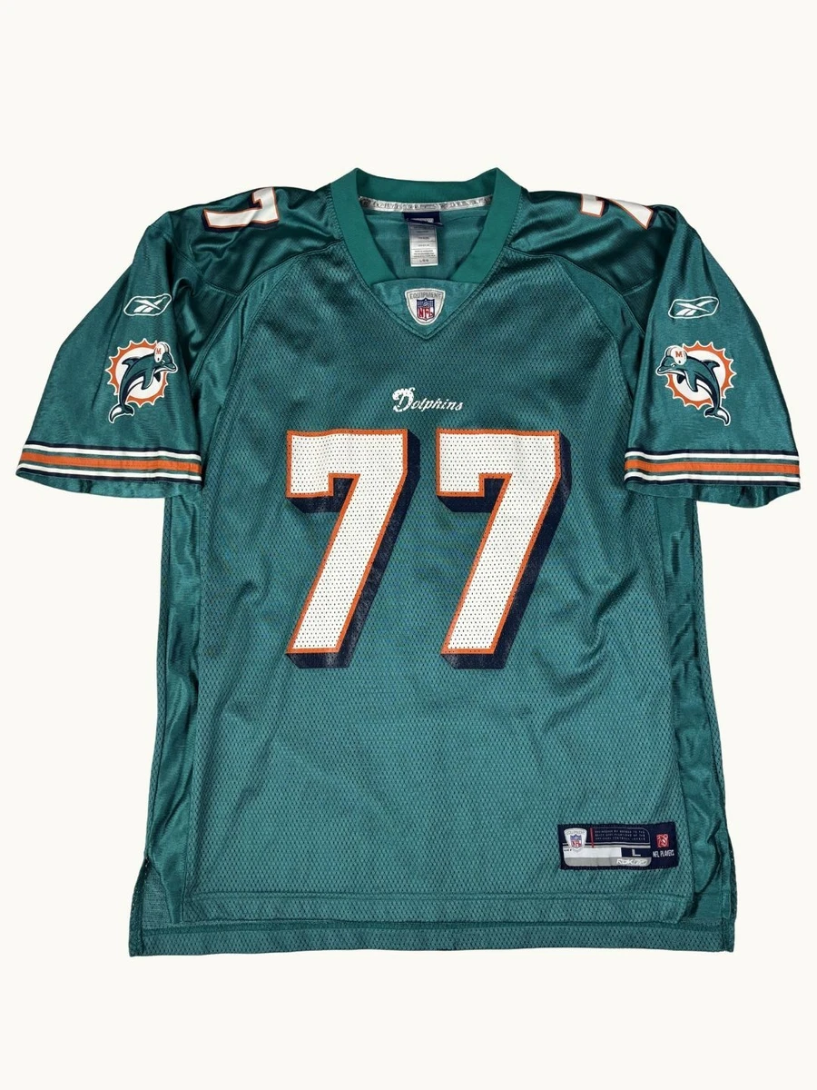 希少 NFL ドルフィンズ ジェイクロング ゲームシャツ #77 Reebok 希少 NFL ドルフィンズ ジェイクロング ゲームシャツ #77 Reebok