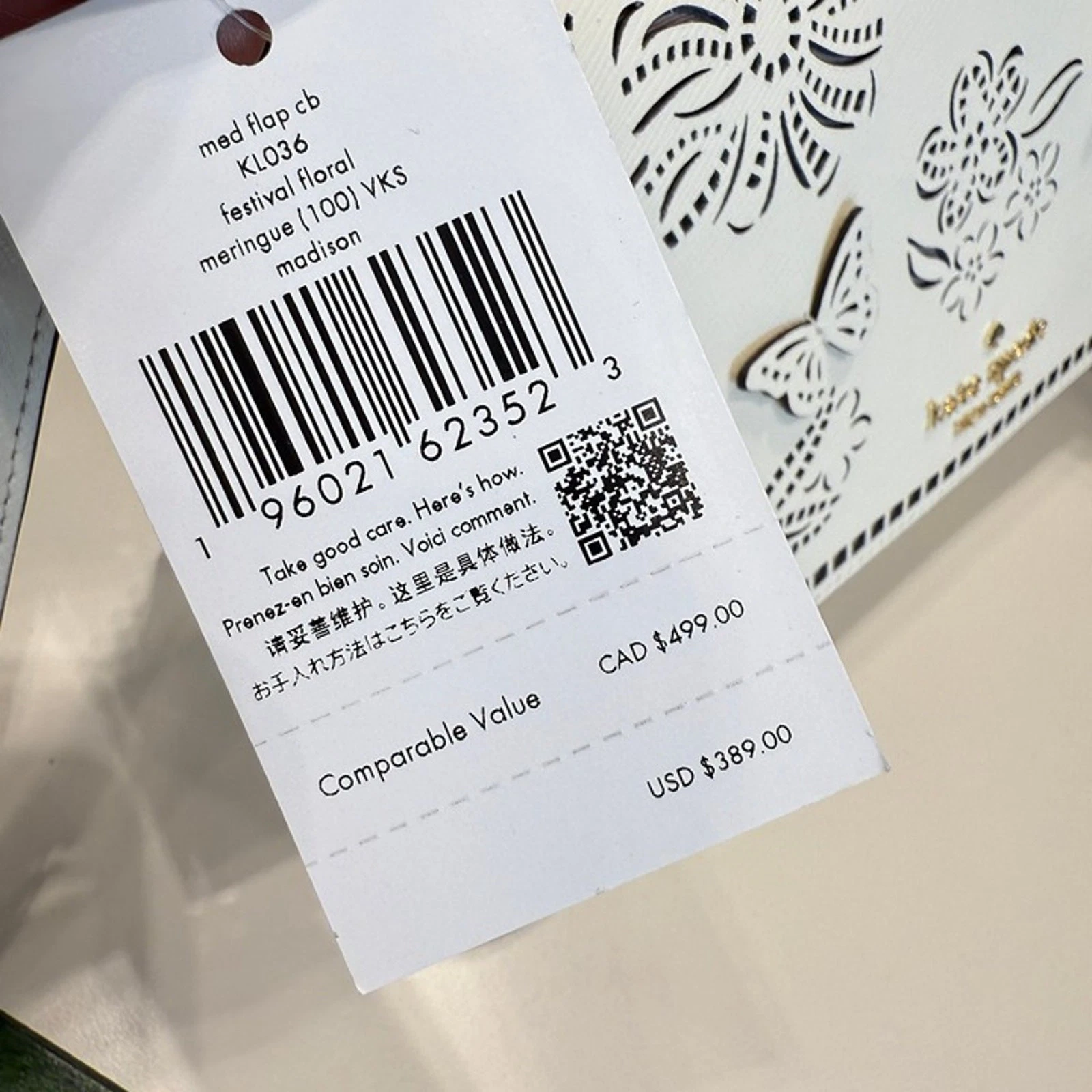 Tracolla convertibile in salice traforato Kate Spade KL036 Madison in meringa