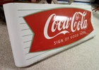 Coca-Cola Vintage Porcelain Fishtail Sled Sign 43 X 16 (from a collection)