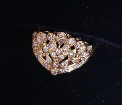 1.00ct Natural Diamonds 18k Yellow Gold Vintage Ring 2.9g US:6.5 MINT Condition
