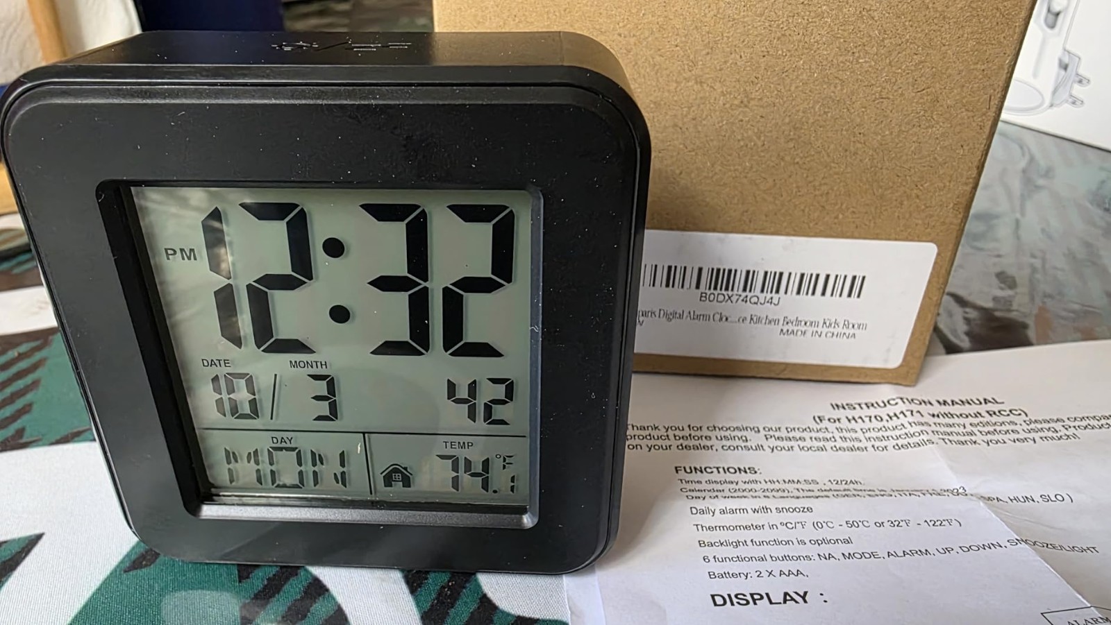 Digital Battery Operated Wall Clock Backlit LCD Display Room Modern Design USNew