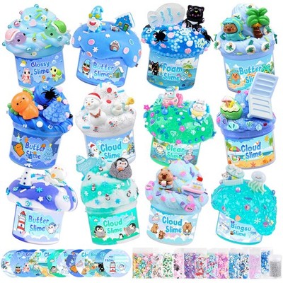 Slime Kit 12 Pack Blue DIY Fluffy Cloud Butter Clear Model 11885 Slimes