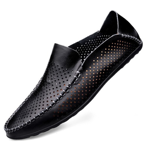 Leather Men's Shoes Casual Loafers Breathable Slip on Boat Shoes Flats Footwear - Picture 28 of 28