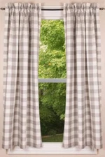 Buffalo Check Gray And Cream 72" X 63" Cotton Curtain Panels By Primitive Home D