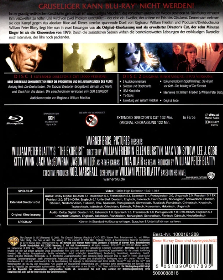 Der Exorzist - Extended Director's Cut (1973)[Blu-ray/Neu/OVP] Ellen Burstyn, Ma - Bild 2 von 3