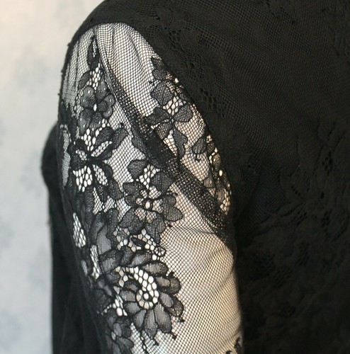Trina Turk Designer Black Lace Tipsy Long Sleeve Keyhole Dress Size 6 - Picture 6 of 12