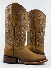 WOMENS COWGIRL WESTERN BOOTS RODEO SQUARE TOE BOTAS VAQUERAS PARA MUJER RANCH