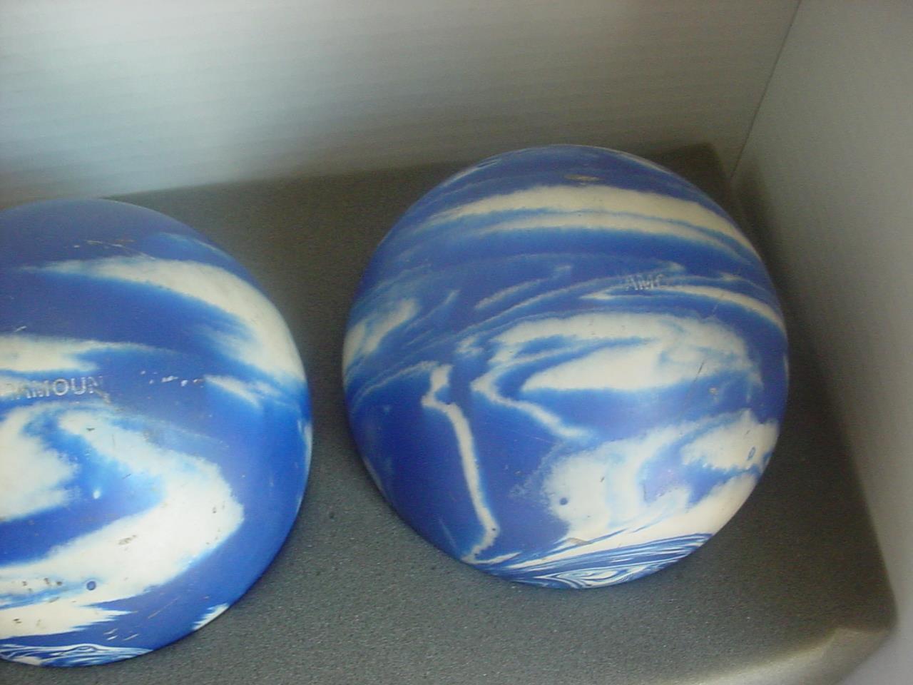 (3) Vintage blue swirl rubber duckpin bowling balls EPCO Paramount 3lbs