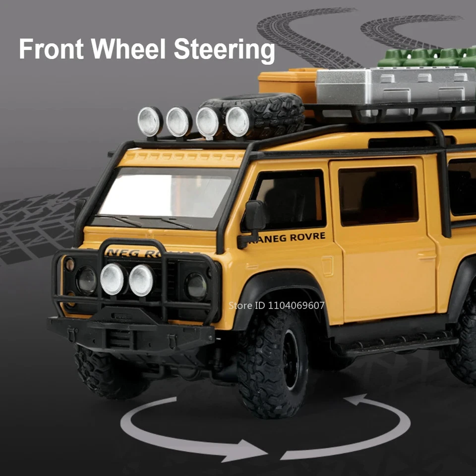 1:32 Land Range Rover Defender Alloy Car Model Diecast Toy Vehicle Sound Light - Image 4 of 4