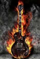 5D DIY Diamond Art Painting, Embroidery Kit Craft Guitar Flame 30cmx40cm