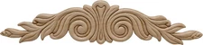 Furniture White Hardwood Applique Wavy Ornate 14-1/4" W x 3-1/8" H