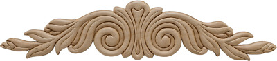 Furniture White Hardwood Applique Wavy Ornate 14-1/4'' W x 3-1/8'' H