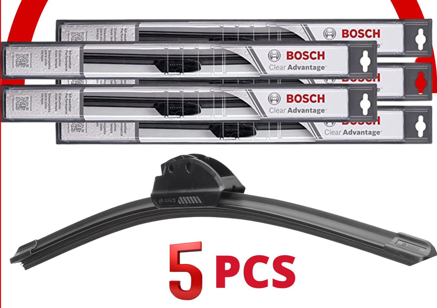 Windshield Wiper Blade Clear Advantage Bosch 21CA Front Left  Right 5PCS Set