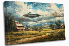 Listing image for UFO Vintage Painting Canvas Print Wall Art