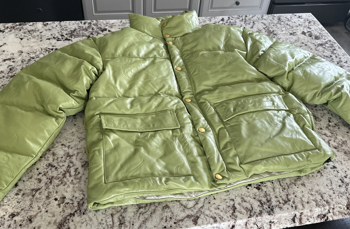 Golf Wang Medium Leather Flame Duck Down Puff Jacket Tyler The Creator Green