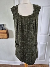 Joules Cap Sleeve 70% Wool Blend Pinafore Dress Uk14 Autumn Winter Layering 