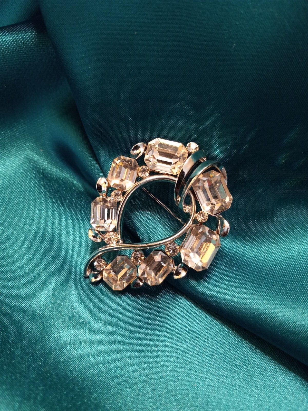 Vintage 1950s Lisner Teardrop Rectangular Rhinest… - image 3