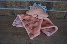 SECURITY Blanket HB Hudson Baby Peach Orange Gray DINOSAUR Stegosaurus Lovey Plu