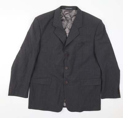 Cohesion Herren Anzugjacke grau gestreift Wollmischung Größe 44