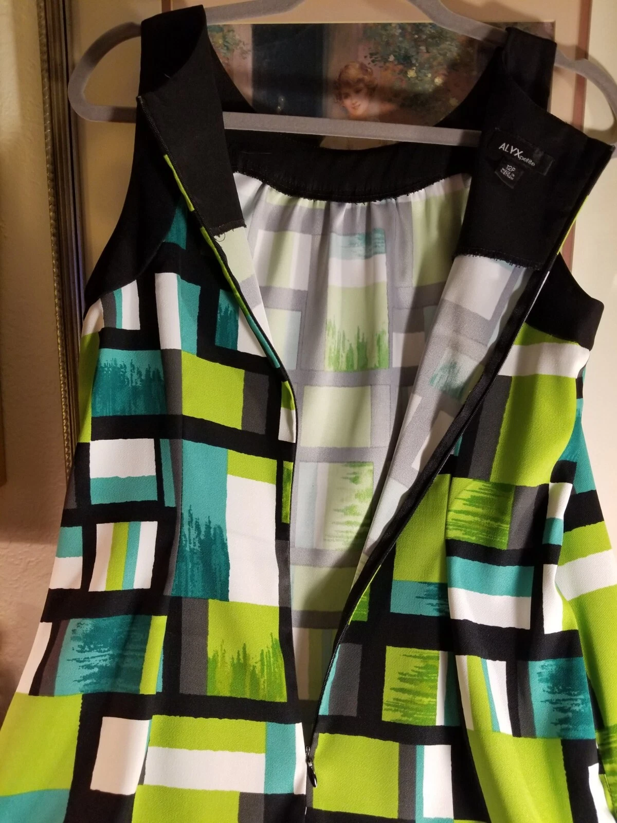 ALYX Petites ABITO DONNA 12P nero verde blocco guarnizione senza maniche