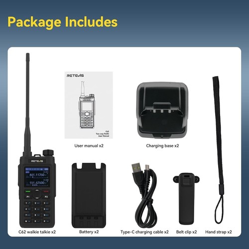 Retevis C62 Dual Band Handheld Walkie Talkies, Rechargeable Ham Radio for Adults - Picture 6 of 8