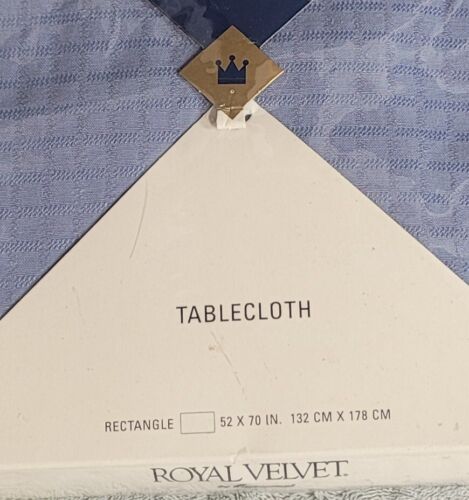 NEW Vintage Fieldcrest Royal Velvet Tablecloth Blue 52x70 Rectangle + 6 Napkins - Picture 2 of 8