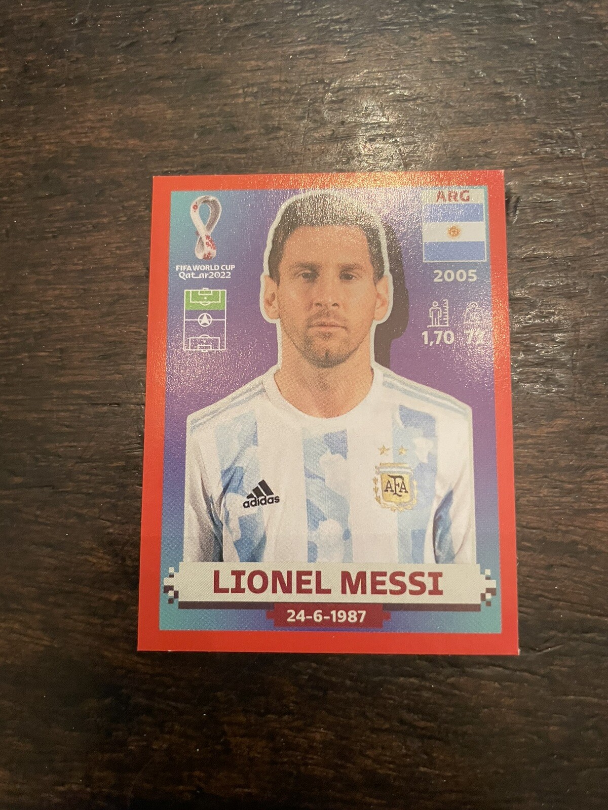 Lionel Messi 2022 Panini FIFA World Cup Qatar Red Border Sticker #ARG20